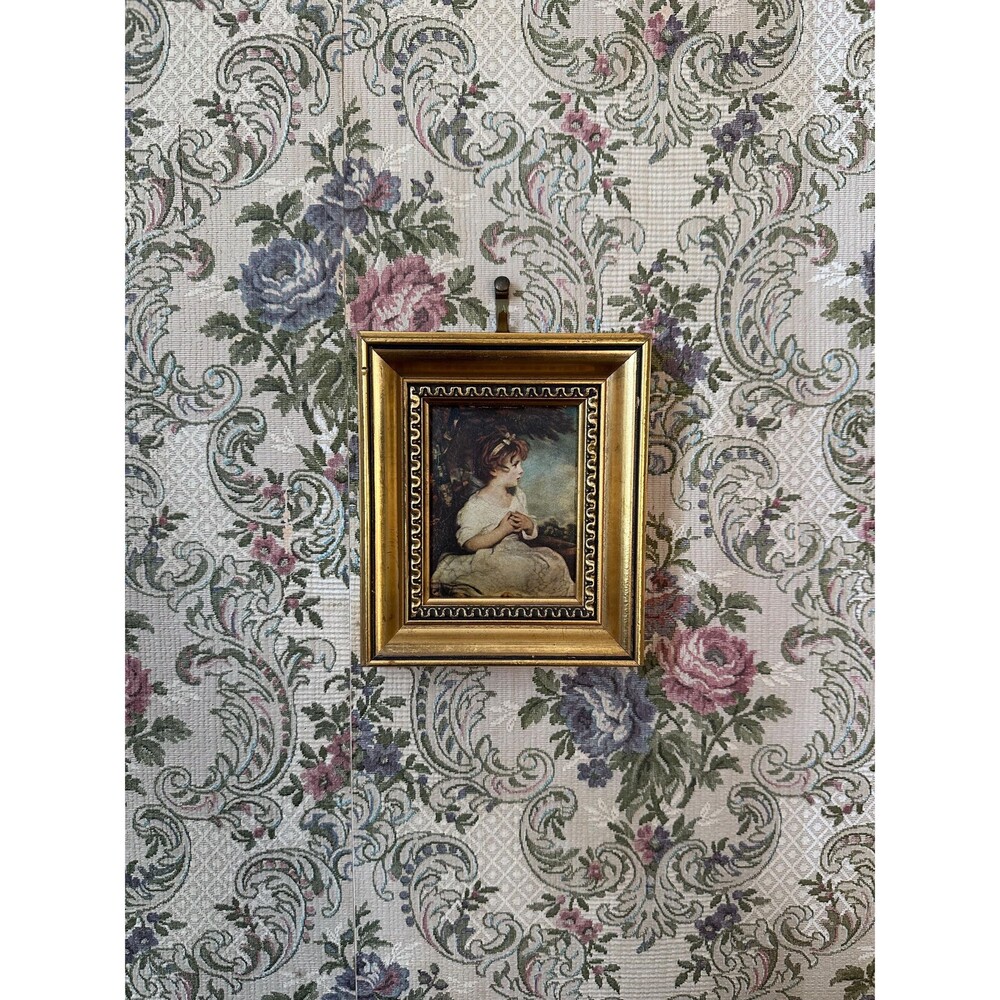 Small Vintage French ‘Painting’ in Gilded Frame.Portrait of a Young French Girl.
